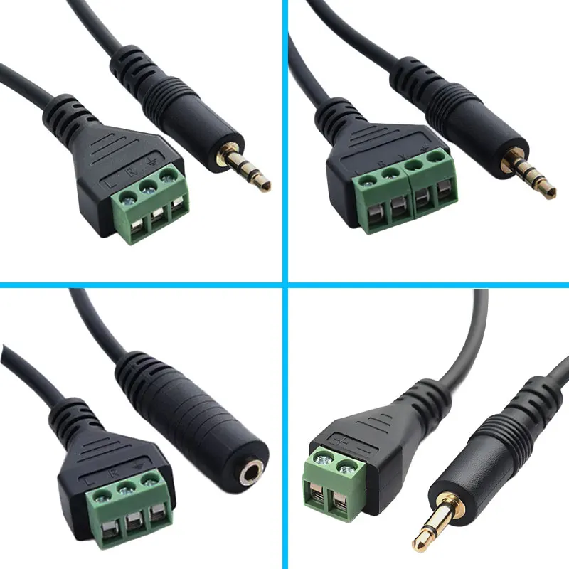 3.5mm 2-pole 3-pole 4-pole Stereo Male to AV Screw Video Balun Terminal 3.5 Audio Jack 3-pin male Terminal Block Plug Connector