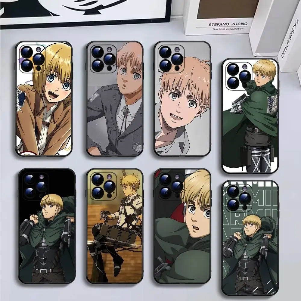 

Anime Armin Arlert Phone Case For iPhone16,15,14,13,12,11 Plus,Pro Max,XS,X,XR,SE,Mini,8,7,Soft Black Cover