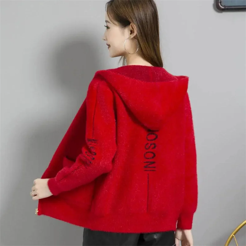 Women Jacket Imitation Mink Velvet Coat New Autumn Hooded Women's Soft And Comfortable Korean Cardigan Winter Top Woolen Coat