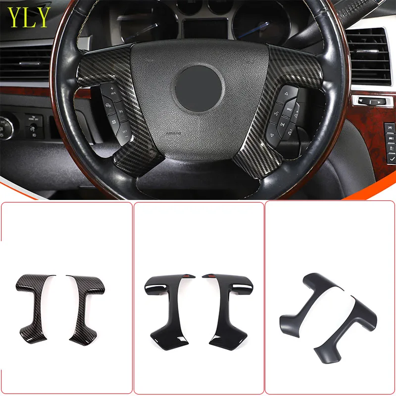 

ABS Carbon Fiber For Cadillac Escalade 2007-2014 Car styling Steering Wheel Frame Decorative Sticker Car Interior Accessories