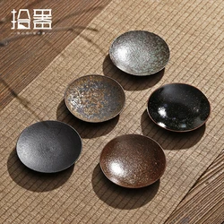 Coarse pottery cup holder coaster tea ceremony accessories Japanese ceramic pot mat pot bearing insulated placemat kung fu tea s