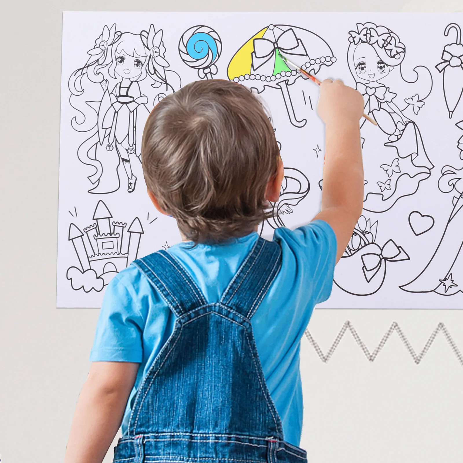 لفة ورق فنية يمكنك صنعها بنفسك على الجدران، آمنة وغير قابلة للتلف على الحائط، تصميم علامة الأسنان، شريط مزدوج ناعم، لون موحد كتيمة #1