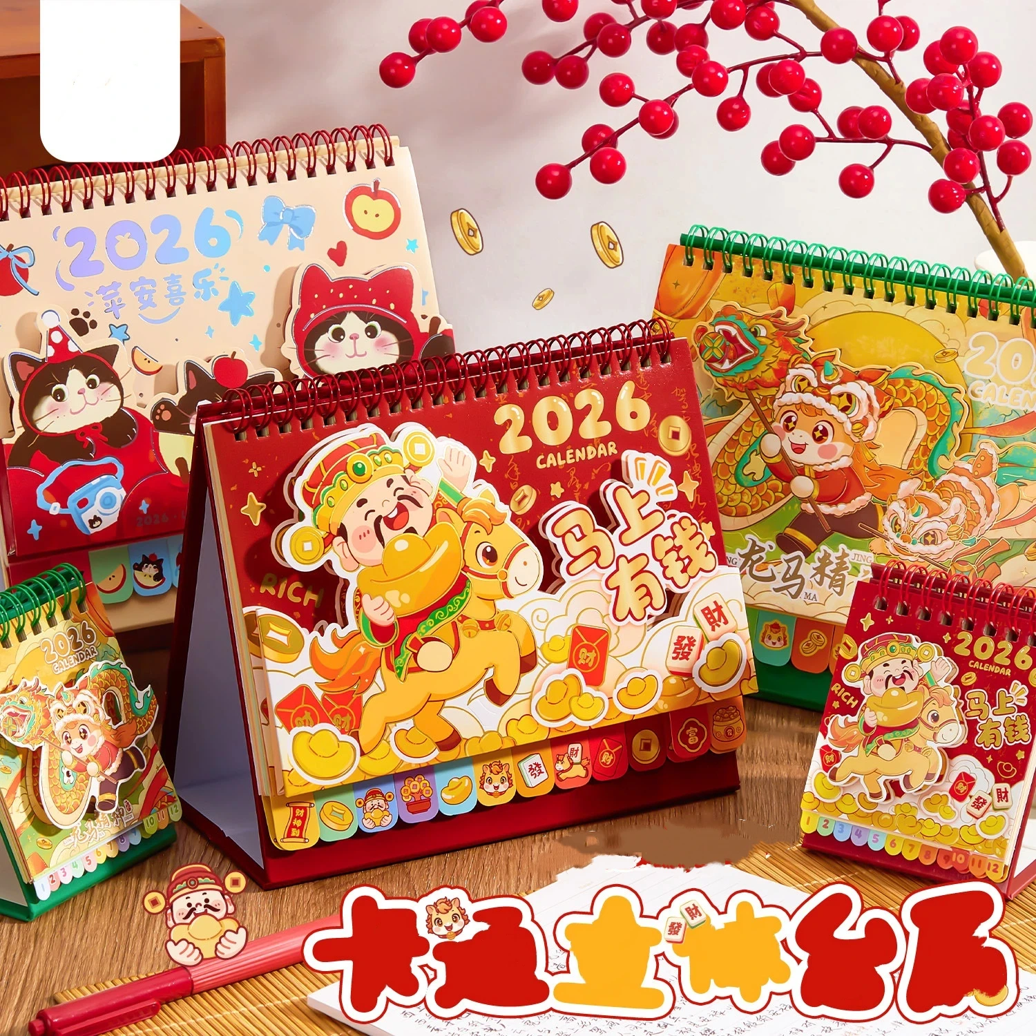 

Настольный календарь-планер 2026: многофункциональный, 3D, вращающийся, с мультяшным дизайном (Год Лошади), для детей, женщин, офиса, декор для стола, подарок