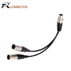 4Pin Mini XLR Jack Female to Dual Male Cable for Shure Bodypack Transmitter Wireless System