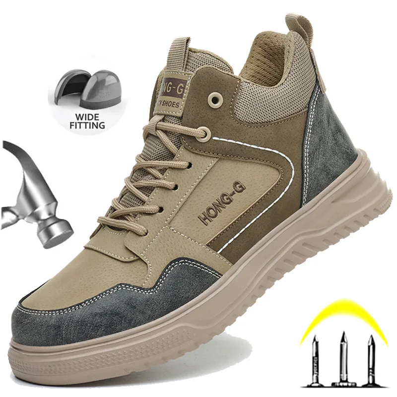 

Work Safety Shoes Men Safety Boots Anti-smash Anti-stab Work Shoes Indestructible High Top Sneakers Steel Toe Shoes Work Boots