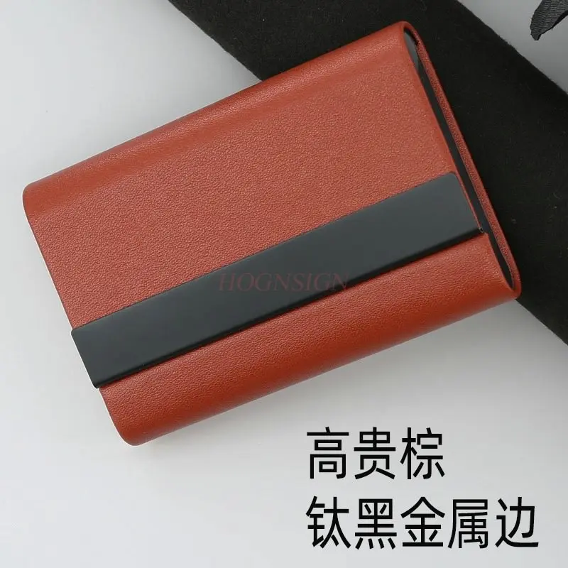 قطعة واحدة من صندوق بطاقات العمل مصنوع من جلد البقر الصغير، حامل بطاقات عمل ذو سعة كبيرة للتخزين، محمول وسهل الحمل #5