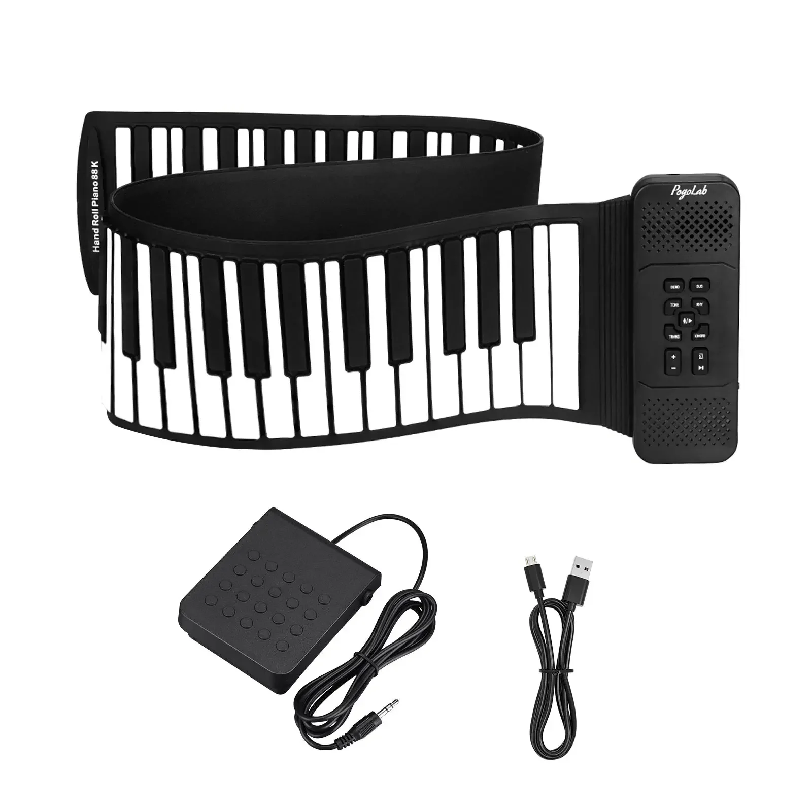 Portable Travel Design 88-Key Silicone Foldable Keyboard with Touch Sensitive Pad for Kids/beginners Pogolab Roll-Up Piano view 3