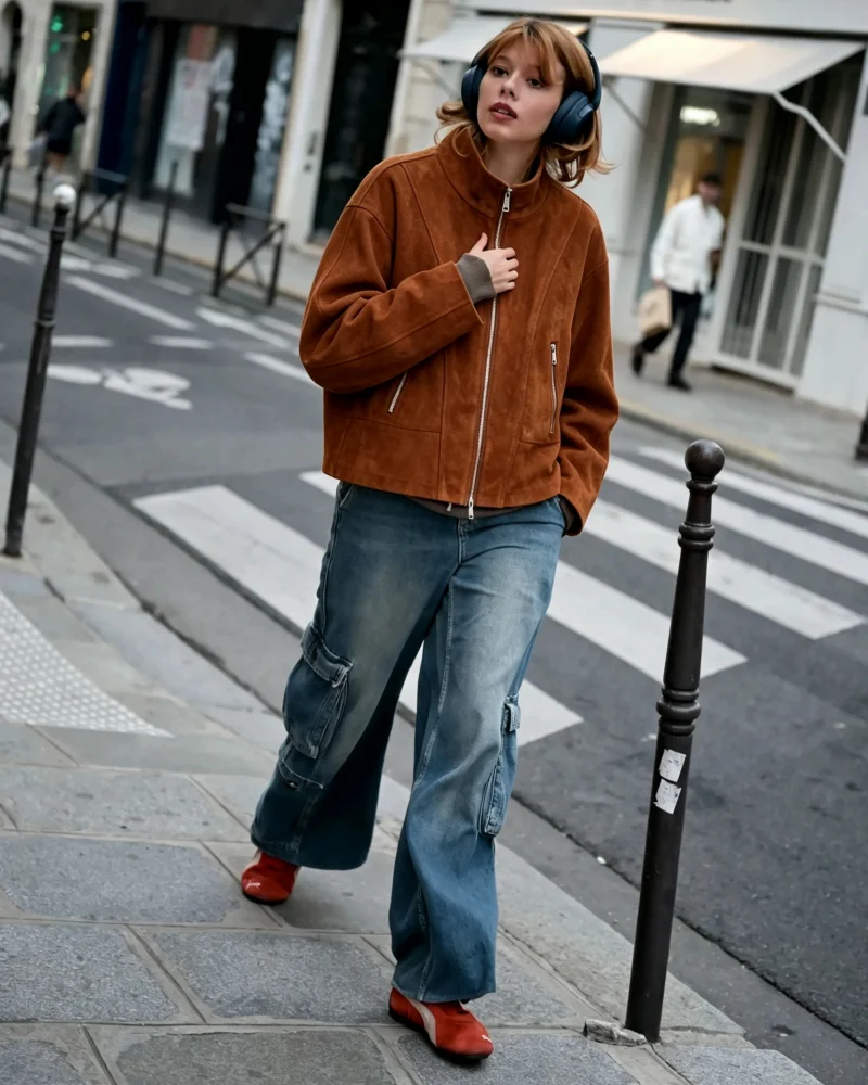 Women's jacket 2026 new stylish and chic streetwear solid colour stand-collar long-sleeve zip faux leather jacket