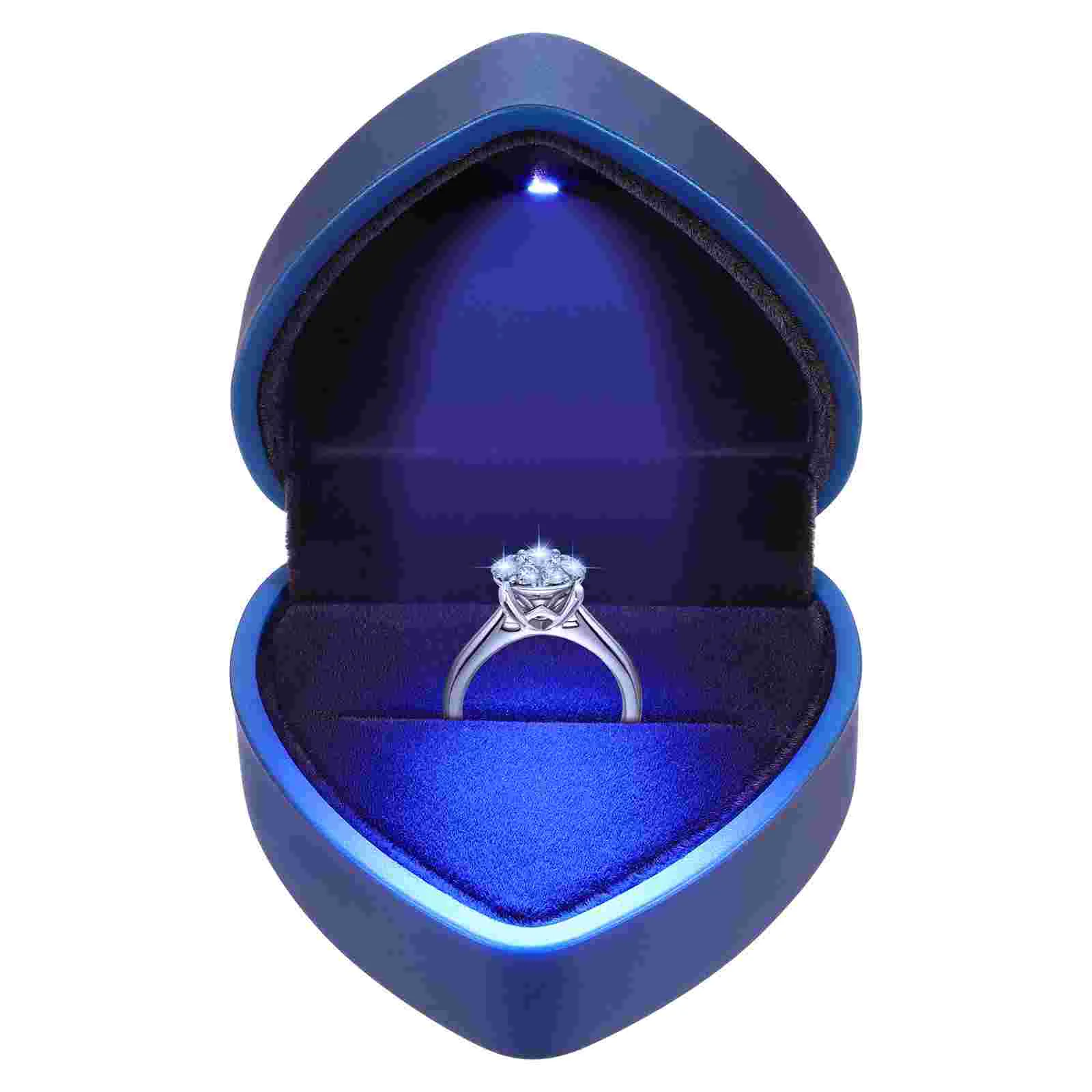 Elegant Heart Shape Box LED Light for Wedding Proposal Gifts Jewelry ganizer Protects from Scratches High Gloss