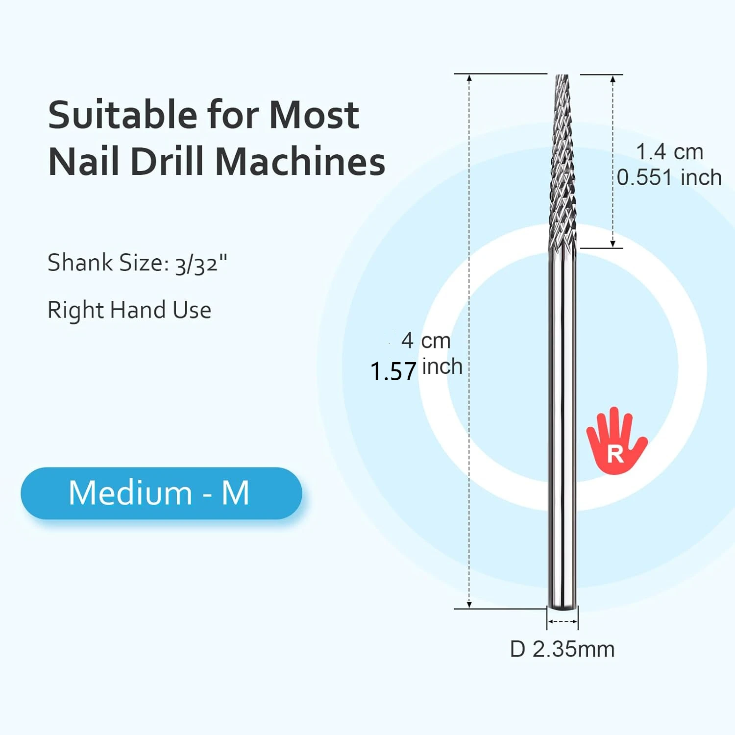 2PCS Tungsten Steel Milling Cutters for Manicure, Removing Nail Edge, Dead Skin Nail Drill Bits, Electric Equipment Tools