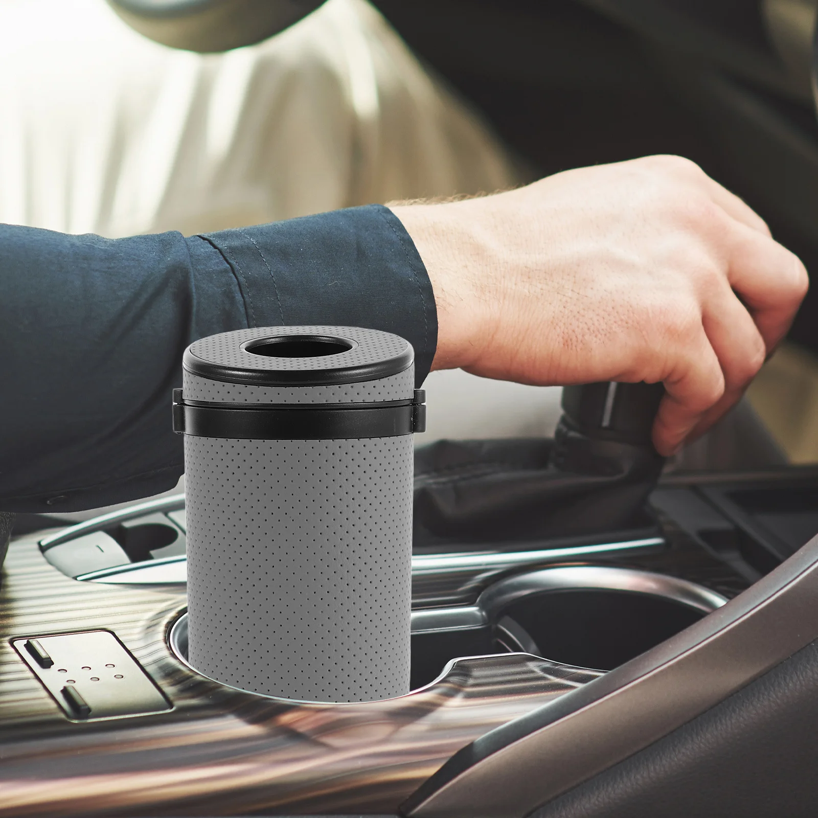 

PU Car Tissue Holder Cylinder Box Stylish Bling Design Round Tissues Tube Travel Storage Accessory Tissue Box