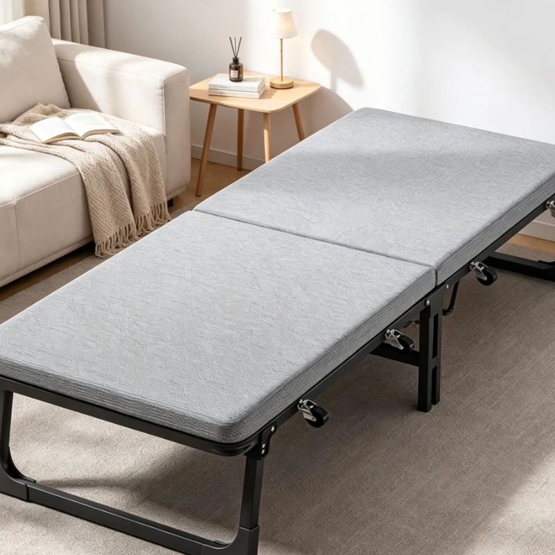 Folding Bed Single Portable Office Nap Bed with Mattress for Home Hospital Guest Sleeping Furniture
