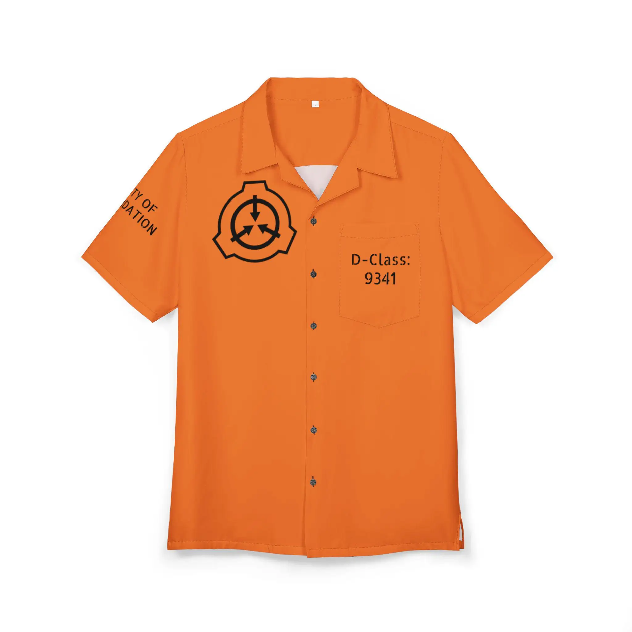 SCP Foundation D-class Cosplay Button Shirt Unisex Containment Breach Apparel Game Same Style Retro Casual for Spring/Summer