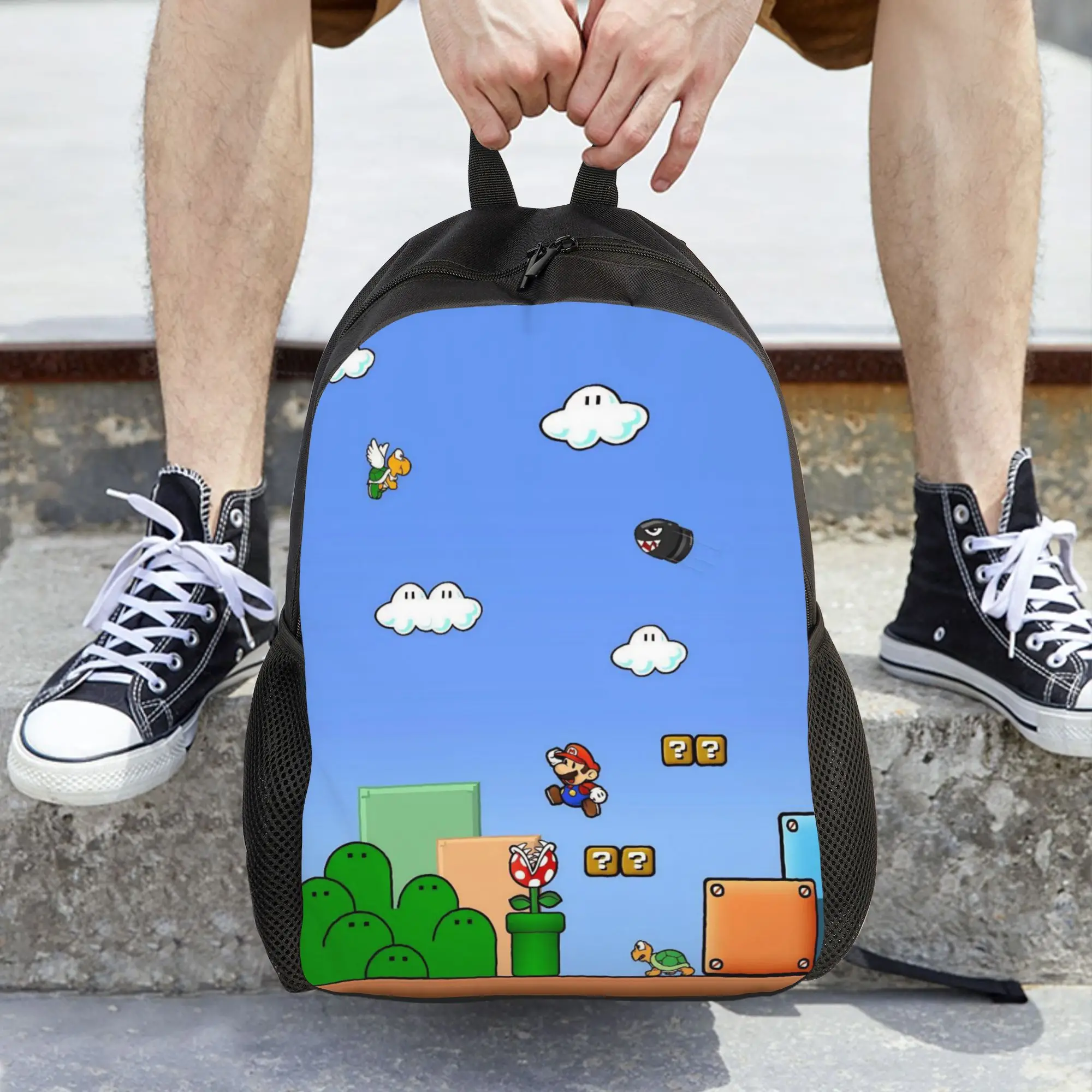 

S-Super Marios Peach Princess Women Backpack Trend Student School Bag Laptop Backpack Boys Girls Travel Shoulder Bag