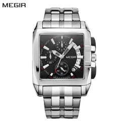 MEGIR Original Luxury Men Watch Stainless Steel Mens Quartz Wrist Watches Business Big Dial Wristwatches Moda Relogio Masculino