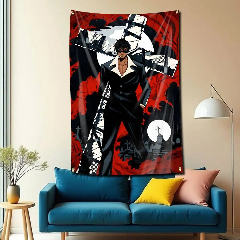 Trigun Anime Stampede V-Vash Flag Tapestry Banner for Bedroom Living Room Outdoor Camping Custom Supported
