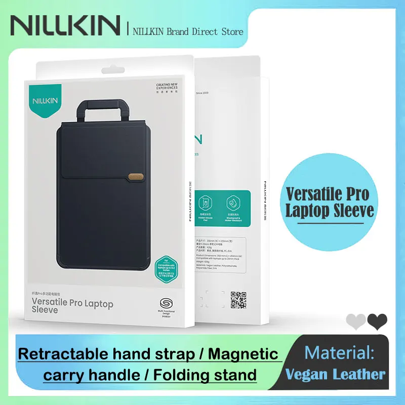 Versatile Laptop Sleeve, Magnetic Handle, Dual Hand Strap, 15°/25° Dual-Angle Stand, Shockproof EVA Protection, Mouse Pad Cover