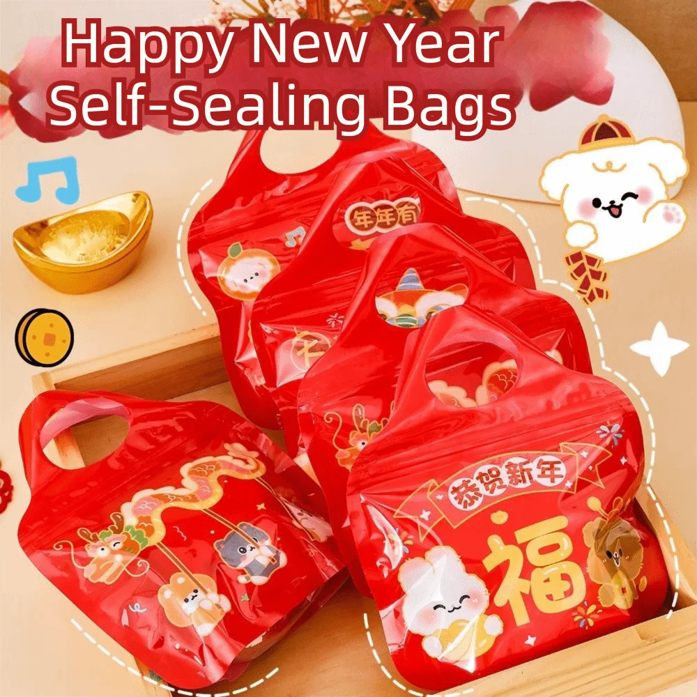 Multifunction Snack Tote Bag Large Capacity Cartoon Pattern Self Sealing Bag Packaging Bag Spring Festival Gift Packaging