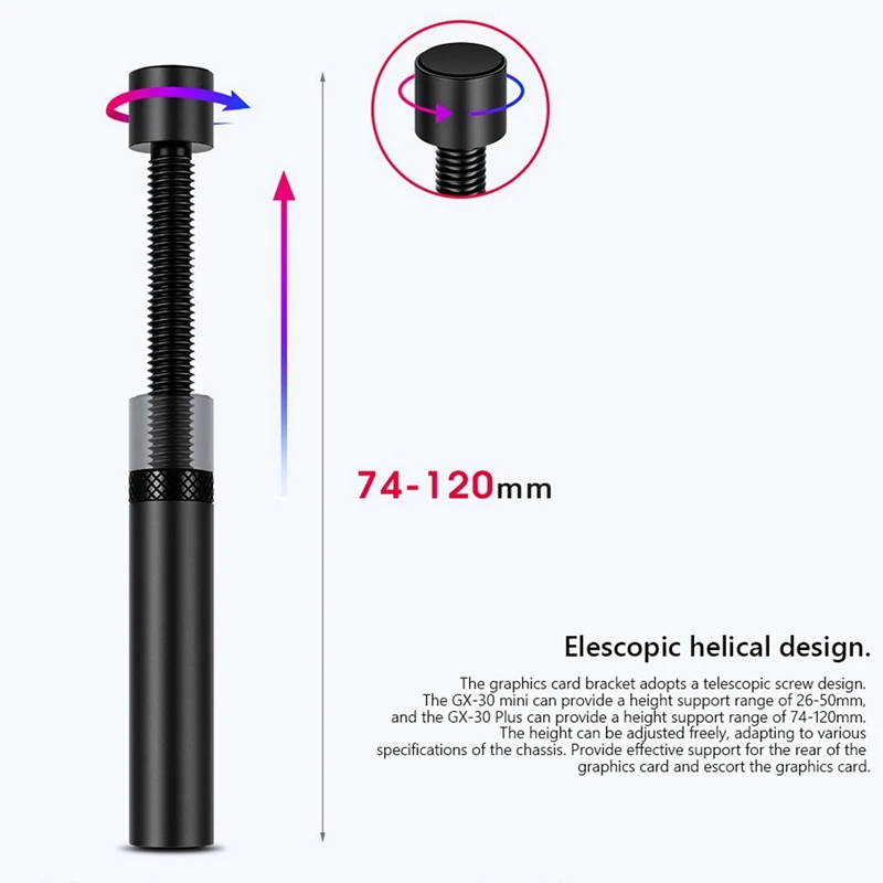 2X Graphics Card GPU Holder Adjustable Telescopic Rotary Screw Aluminum Alloy Video Card Sag Bracket Desktop(Plus)