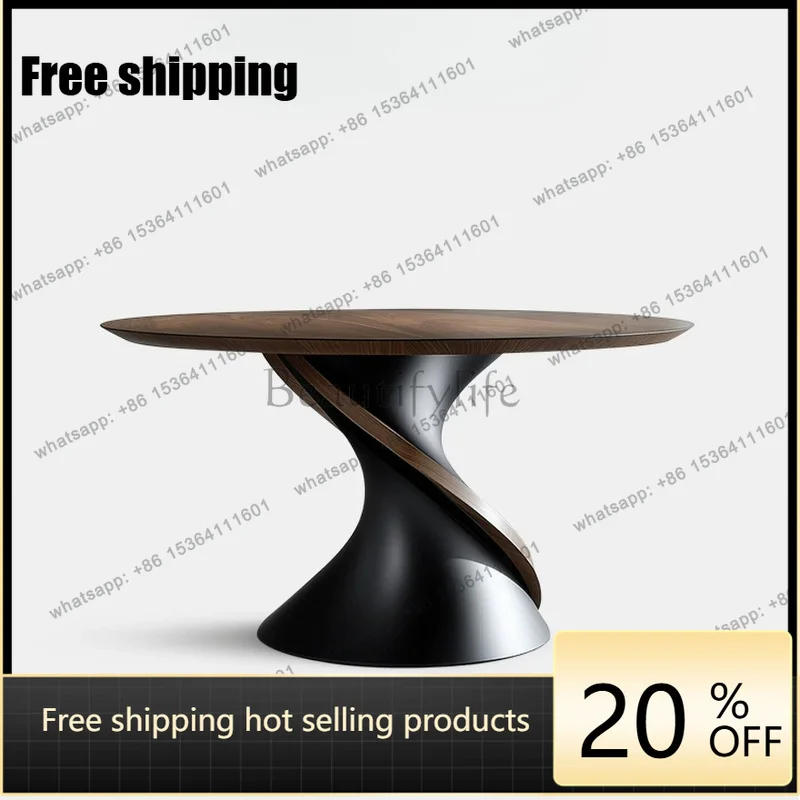YJ Full Solid Wood Round Dining Table Italian Minimalist Mid-century Designer Creative High-end Table For Home Restaurant Decor