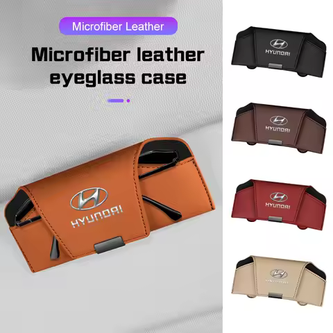 Sunglasses Box For Hyundai i40 i30 i20 ix35 N line Sonata Elantra Accent FE Tucson Kona Magnetic Leather Car Visor Glasses Case
