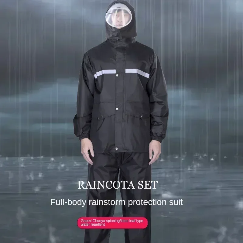 Waterproof Motorcycle Rain Gear Set - Reflective Split Raincoat & Pants for Bike/E-Bike/Delivery Riders