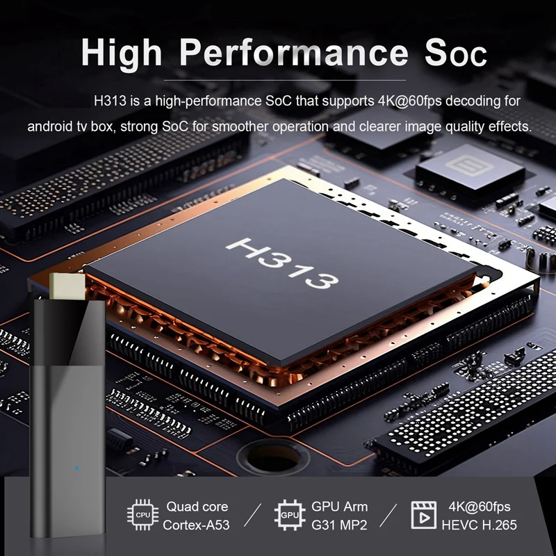 Q6 Mini TV Stick + Bluetooth Voice Remote, Android 10, 2.4G + 5G Wifi + BT4.0, H313 Smart TV Box, PK DQ03