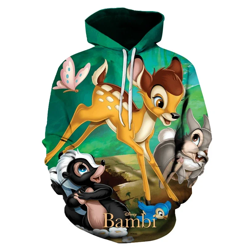 Disney Bambi 3D Hoodie Sweatshirts Men Women Fashion Casual Cool Pullover Boys Girls Harajuku Streetwear Hoodies