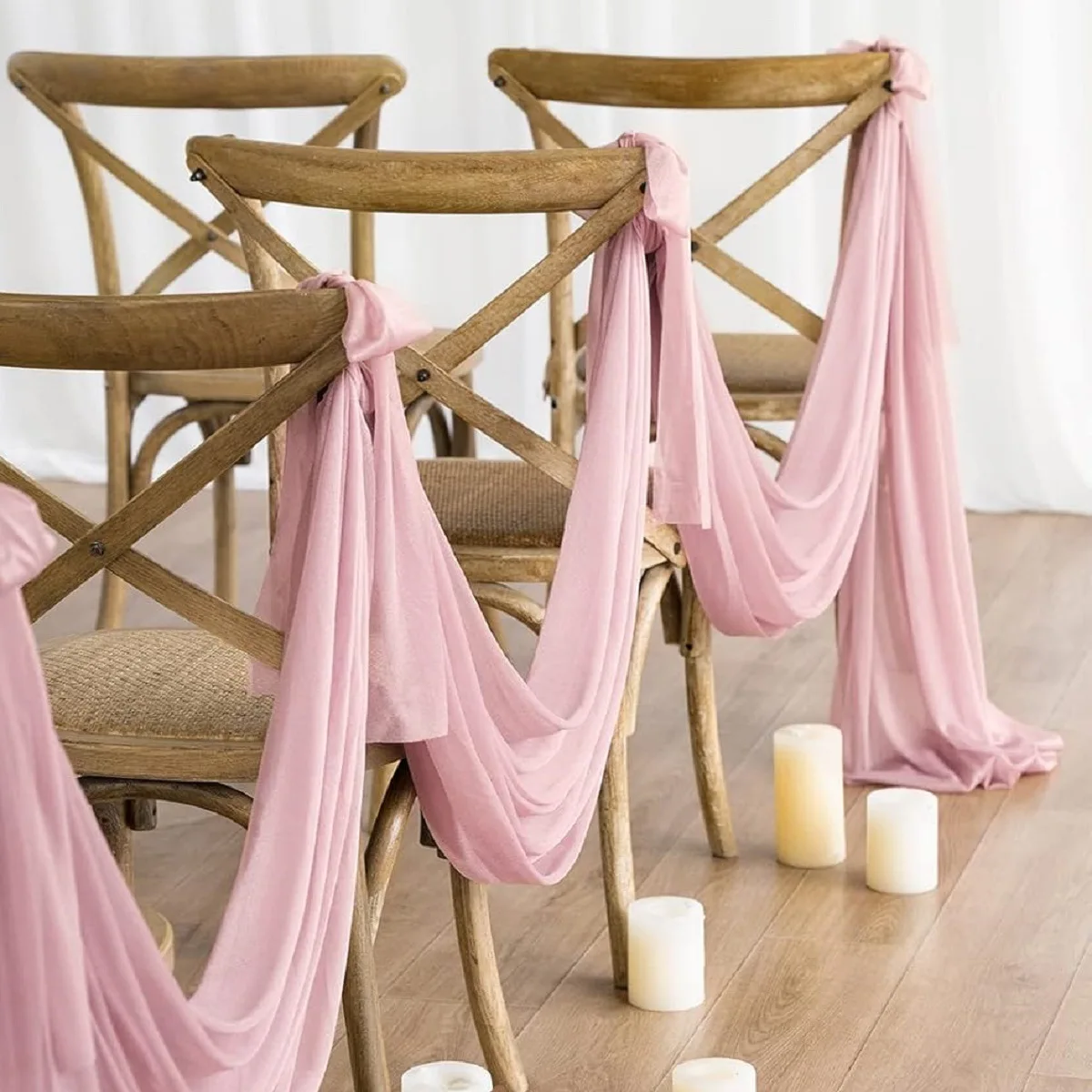 6pcs Wedding Arch Draping Fabric Sheer Chiffon Curtain Drapes For Wedding Ceremony Reception Birthday Party Christmas Decoration