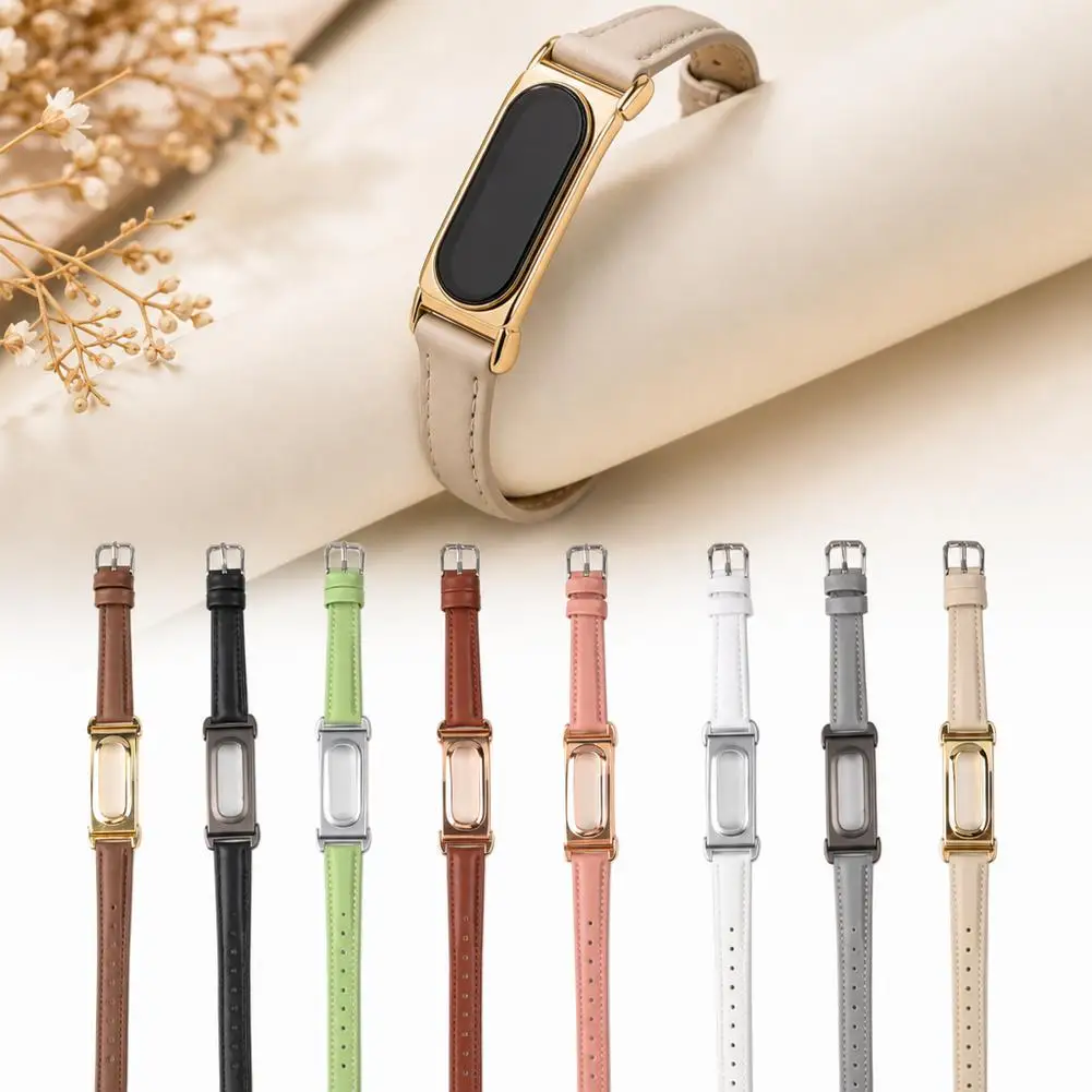 Leather Strap For Google Fitbit Air Women Slim Replacement Wristband With Metal Frame Breathable Fashion Watch Band