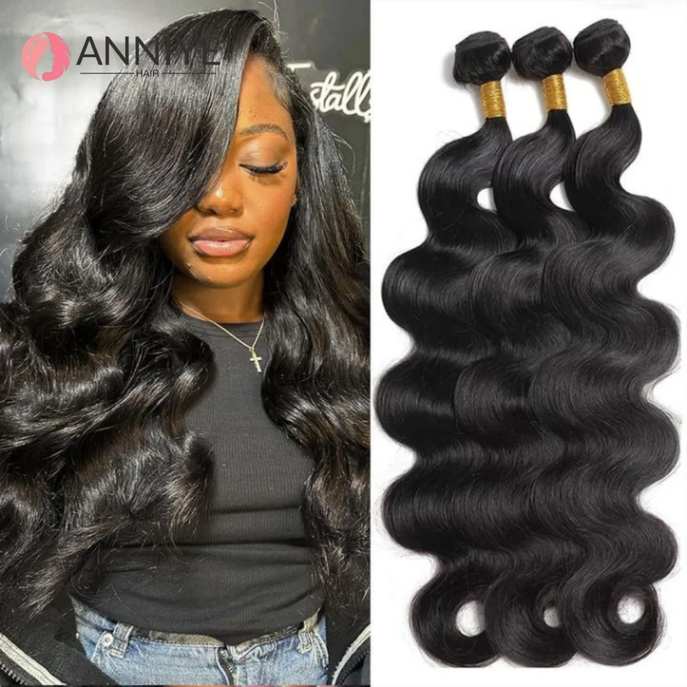 

12A Body Wave Bundles Malaysian Hair Weave 1/3/4 PCS Human Hair Bundles Natural Black Double Draw Body Wave Remy Hair Extension