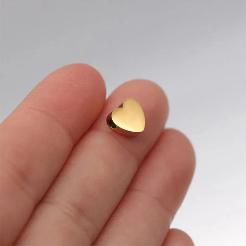 10pcs/lot 7*8mm Tiny Heart Bead Charm Mirror Polished Stainless Steel Heart Charms For DIY Necklace Bracelets Jewelry Making