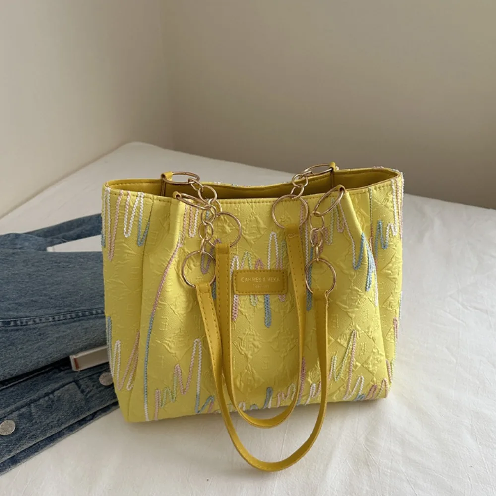 

Холщовая женская повседневная большая сумка с вышивкой и принтом, большая вместительная сумка на плечо, многофункциональная сумка для подмышек