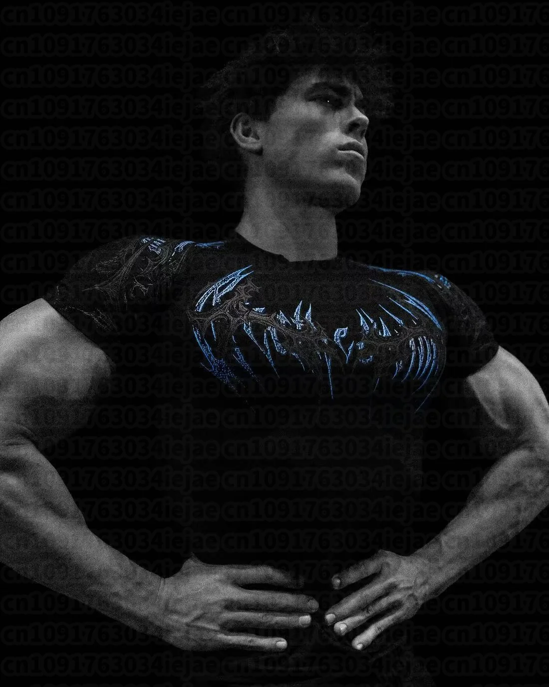 Herren- und Kinder-T-Shirt, schnelltrocknend, kurzärmelig, für Training, Bodybuilding, Fitness, Sport, Laufen. – Detail 11