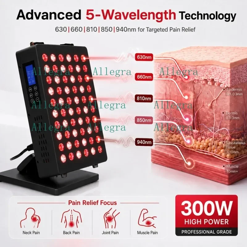 Панель для светотерапии Magique Power 300W с красным светом 630нм 660нм 810нм 850нм 940нм для облегчения боли.