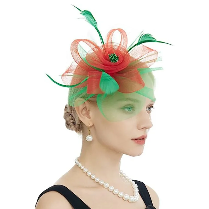 Fascinateur Derby en plumes de paupières pour filles, chapeau de mariée, vêtements de sauna pour spectacle, fête, événement, accessoires pour cheveux, bande de sauna, queue de poche, casquette de pilulier