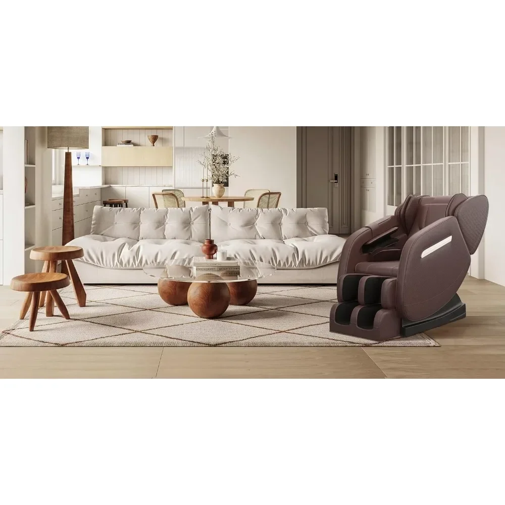 

Heat and Foot Roller Included Electric Chair Massage Chair Recliner With Zero Gravity Technological Sofa Set Furniture Brown