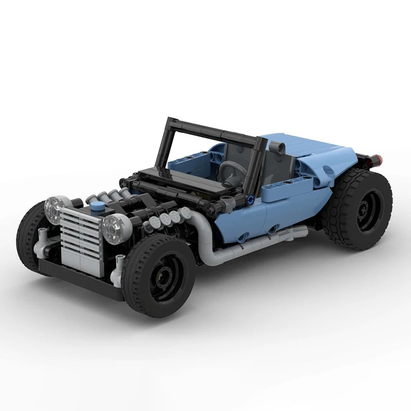 

MOC Blue Bird hot rod, speed champion, classic car model, racing car, children's toy, gift, technology, building block