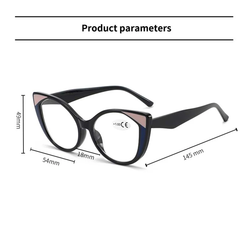Versatile Cat Eye Reading Glasses Color Splicing Personality HD Eye Protection Ultra Light Comfortable Anti Blue Light Eyewear