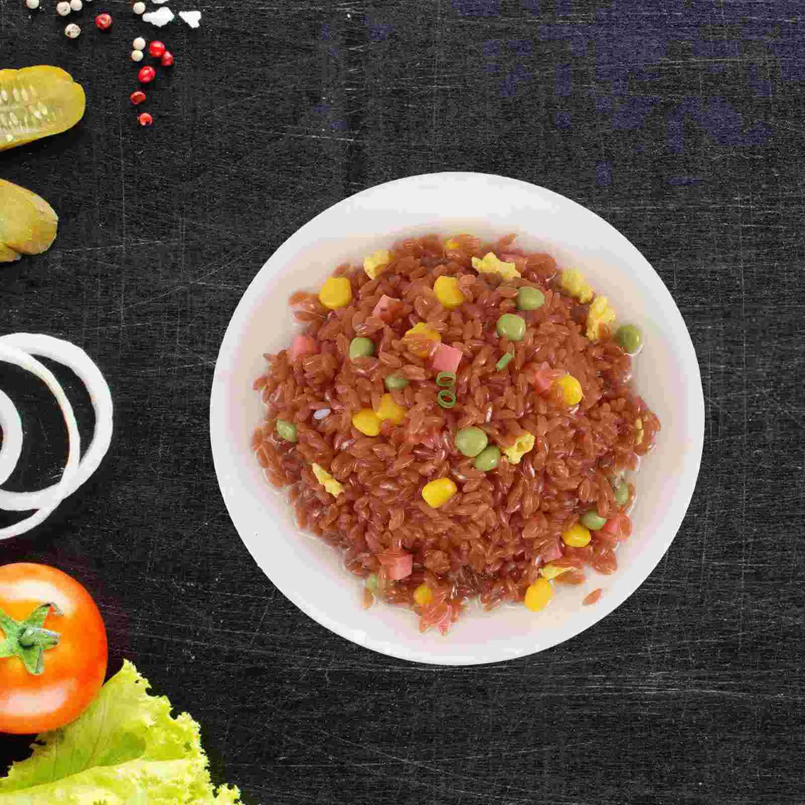 Ovo simulado arroz frito bolo de aniversário carne ramen conjunto cenoura cáuliflower fresco plástico orgânico