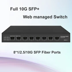 Smart Lite-conmutador de fibra de 8 puertos, multigiga gestionada por Web, 10Gb, SFP, adaptable, 1Gbps