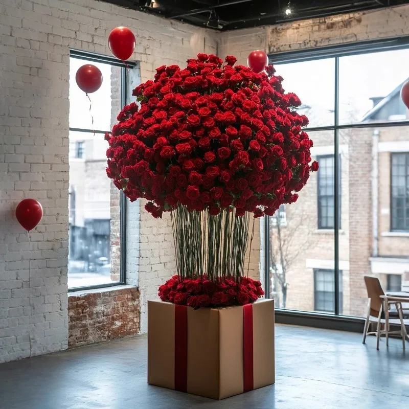 Artificial flower large bionic rose floor installation indoor store shopping mall decorative art landscape