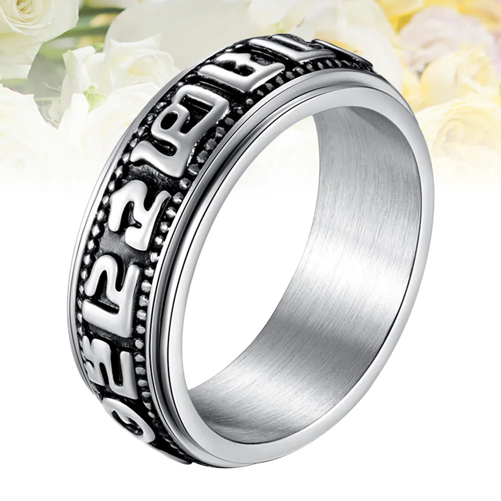 

Men Titanium Steel Ring Durable Unique Rotatable Design Wedding Party Engagement Gift Vintage Personality Finger Ring Jewelry