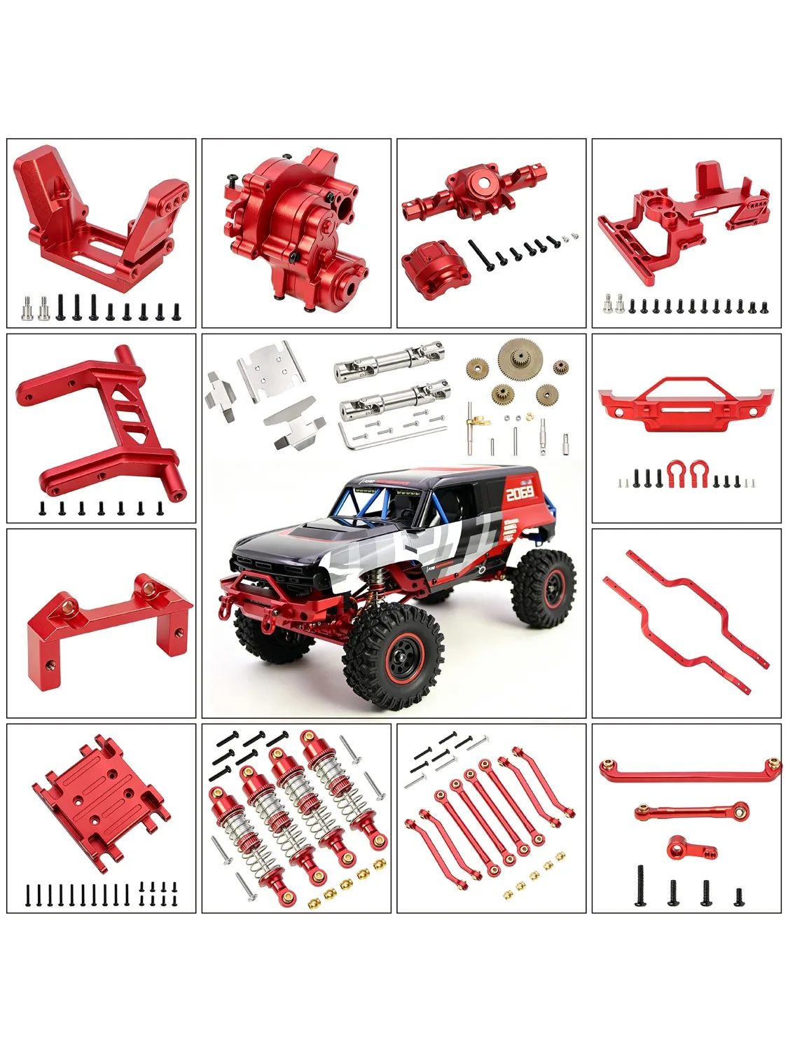 CNC Aluminium Stoßdämpfer Antriebswelle Getriebegehäuse Stoßfänger Zahnräder Panzerung für Hyper GO MJX 1/18 H18P RC Auto Upgrade-Teile