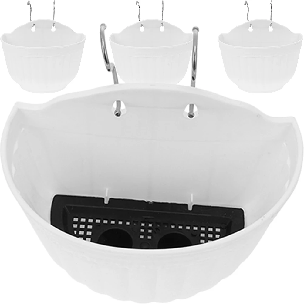 

4 set 4 Sets Mounted Flower Pots Hanging Indoor White Small Hanging Plant Pot Resin Durable Balcony Garden Decor Planter Suites