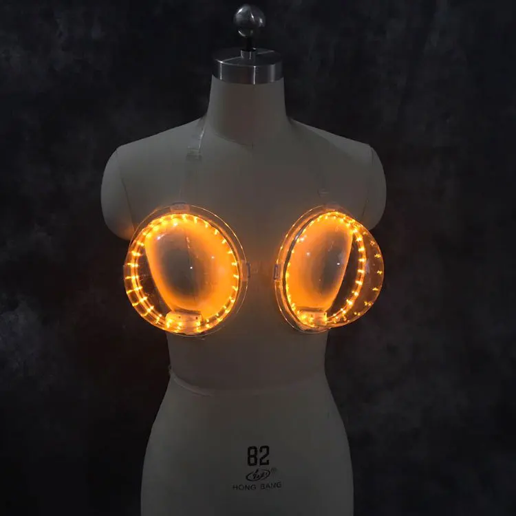 LED Luminous Robot CostumeZhongda Hot Sell Party Light Up LED Bra Glowing 7-Colors Led Bra Sexy Comfortable Rave Fiber Optic Bra