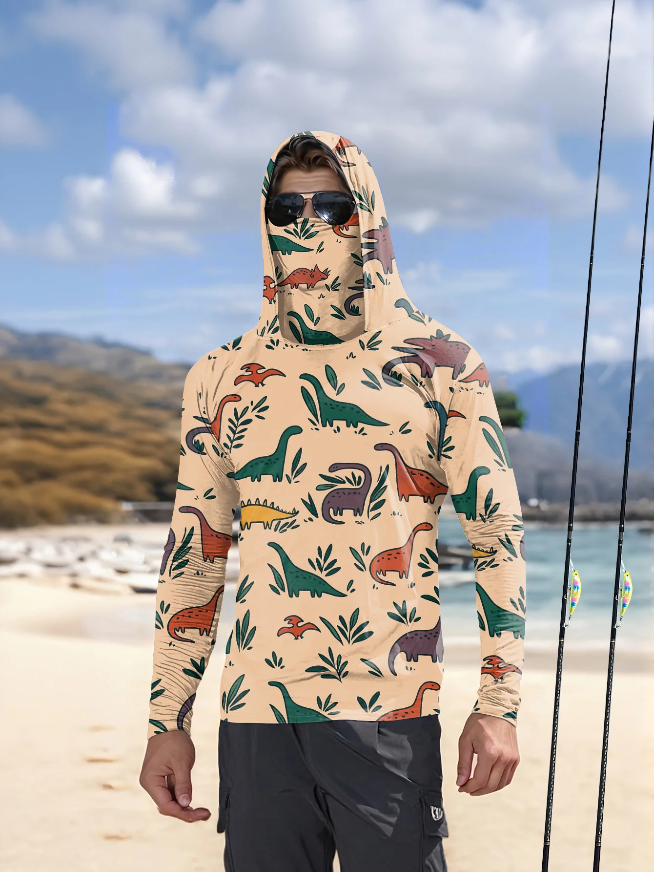Fishing hooded sweatshirt for men long-sleeved sun protection shirt hunting sport shirt sun protection fishing beach top