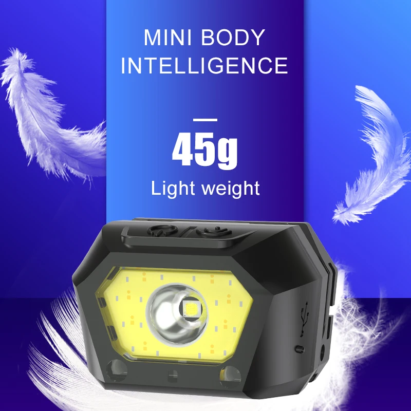 Super Bright LED Sensor Headlamp USB Rechargeable 5 Modes Headlight Waterproof  Head Torch Lanterna Lamp for Camping Hiking