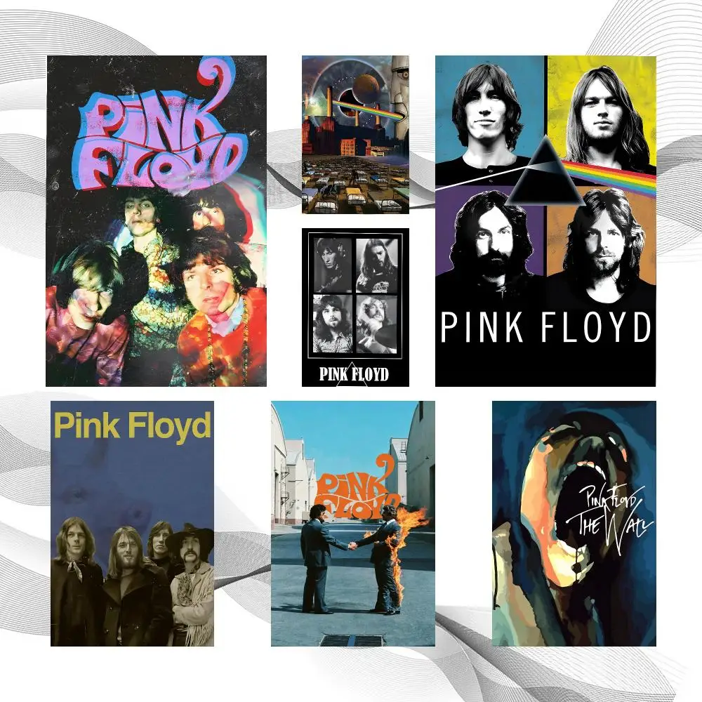 Music Modern Pop P-Pink Floyd Poster Peel And Stick Wall Art Self Adhesive PP Waterproof Wall Decor Living Room Bedroom Gift