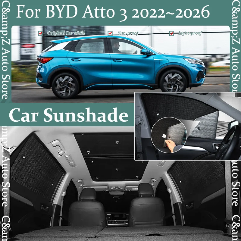 Car Sun Visor For BYD Atto 3 Yuan Plus 2022 2023 2024 2025 2026 Anti-UV Shields Window Sunhsade Windshields Pad Auto Accessoires